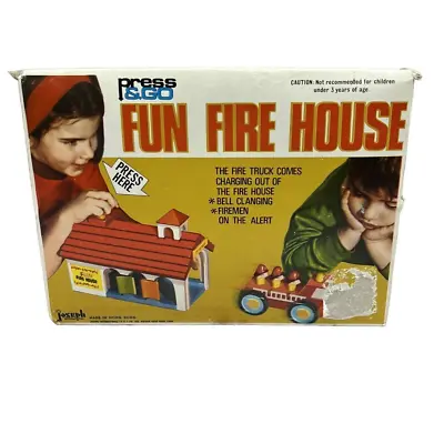 Vintage Toy Press & Go Fun Fire House Joseph Toys Box Truck (Rare!) • $25