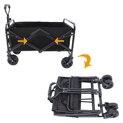 £65.69 • Buy Foldable FOLDING Trolley Beach Camping Festival Cart 4 Wheels HEAVY DUTY Wagon