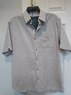 Woolrich Mens L  Organic Cotton Hemp Shirt Sleeve Button Up Shirt Breathable WR • $16.99