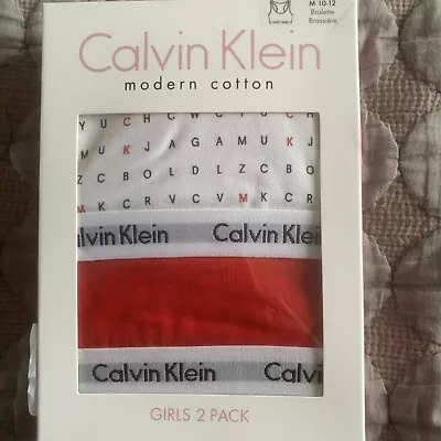 BNWT Calvin Klein Bralette Bras Modern Cotton Girls Bra Crop Top 2 Pack M 10-12 • £14.99