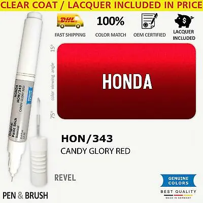 $14.99 • Buy HON/343 Touch Up Paint For Honda Red REVEL R 101C U 343 CANDY GLORY RED Pen Stic