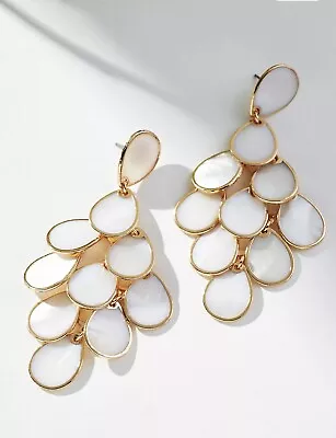 Anthropologie Scalloped Mother-of  Pearl Earrings • $69