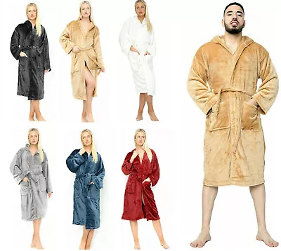 £10.99 • Buy Unisex Luxury Teddy Fleece Terry Towelling Hooded Bath Robe Dressing Gown Towel