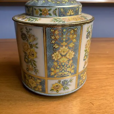 Vintage Daher Long Island NY Floral Tea Tin Canister Made In England 3 X 5.25 In • $19.99