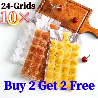 10×Freezing Ice-making Bag Ice Cube Mold Self-Sealing Ice Cube Bags • £1.99