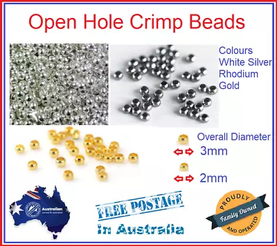 10/20/50/100/200/500x 2mm / 3mm Round Metal Open Hole Crimp Beads Cover Finding • $2.69