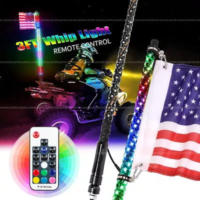 3FT Spiral LED Whip Light For ATV UTV Accessories Polaris RZR Can-Am Antenna • $49.99