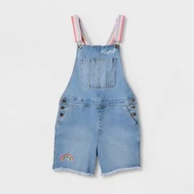 Pride Adult Rainbow Shortails   Light Wash Jeans Overalls Woman's XXL NWT • $22.39