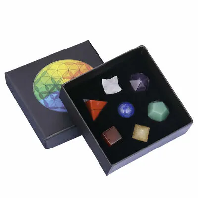 7 Chakra Platonic Solids Sacred Geometry Natural Crystal Gemstones Meditation • $19.99