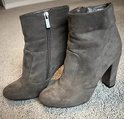 Bamboo Women’s Gray Suede High Heel Ankle Boots-size 7.5 • $8.99