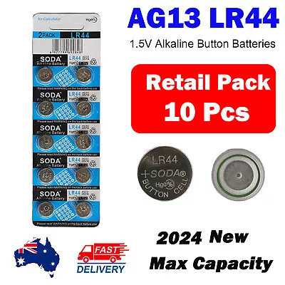 *2024* 10 Pcs Retail Pack LR44 AG13/A76 Blister Battery  Button Cell 1.5V • $3.99