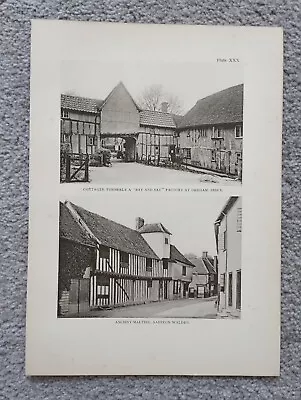 Cottages At Dedham & Ancient Malting At Saffron Walden - Antique Print - 1912 • £14.99