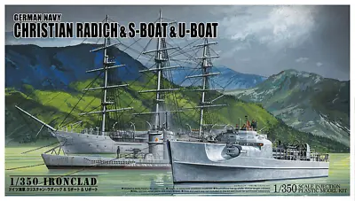 Aoshima 05657 Christian Radich + S-Boat + U-Boat 1/350 Plastic Model Kit T48Post • £56.64