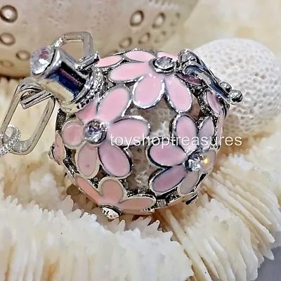 $18.95 • Buy Flower Rhinestone Crystal Aromatherapy Diffuser Necklace Essential Oil Lava Pink