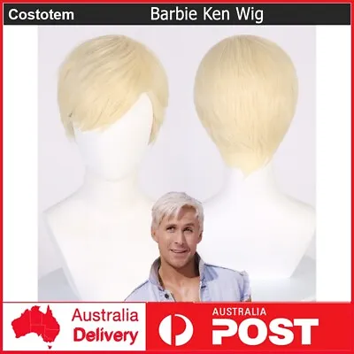 Barbie Movie Ken Doll Blonde Short Mens Cosplay Costume Wig Christmas Wigs • $29.89