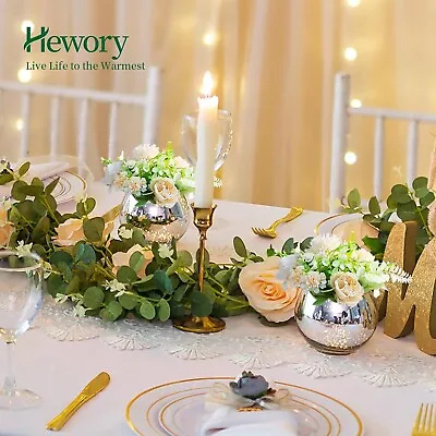 Hewory 6pc Glass Mercury Silver Vase For Table Centrepiece Round Candle Holders • £12.99