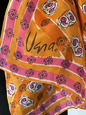 Vera Neumann Silk Scarf Hand-rolled Edge Vintage Orange Pink  11”x48” 1980s • $15.99