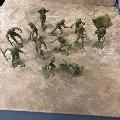 12 Vintage Marx 1963 Japanese Ww2 Light Green Army Plastic Men Soldiers Lot 3 • $29.99