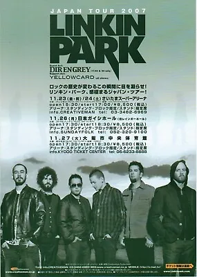 LINKIN PARK  2007 Japan Tour ORIGINAL 2-sided JAPANESE POSTER Size:10x7 Inches • £14.95