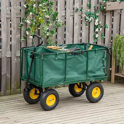 New Garden Heavy Duty Utility 4 Wheel Trolley Cart Dump Wheelbarrow Tipper Truck • £124.99