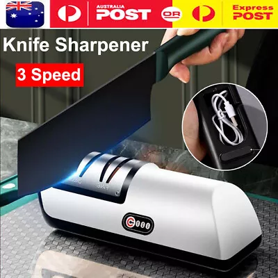 Electric Knife Sharpener Professional Kitchen Scissor Sharpening Tool Black • $22.99