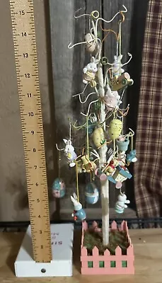 Vtg Easter Unlimited 18  Easter Tree Bendable Branches & Wooden Ornaments In Box • $13.49