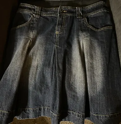 Tristan & America Jean Kilt Like Skirt Jean Skirt Size L Size 16 Heavy Jean  • $8.37