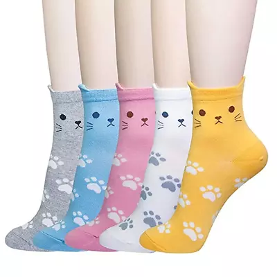 £5.99 • Buy 5Pairs Women Ladies Soft Fluffy Bed Socks Winter Warm Cute Animal Cat Print Sock