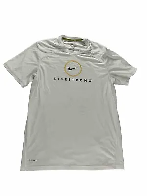 Nike Livestrong T Shirt Mens Medium White Short Sleeve Tee M • $11.24