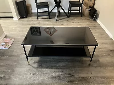 Modern Glass Coffee Table With Gold Accents. PRICED TO SELL MUST GO ASAP • $50