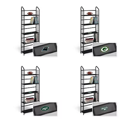 Metal Bookshelf 5 Tier Black With A NFL Team Logo Decal Den Man Cave Game Room • $139.88