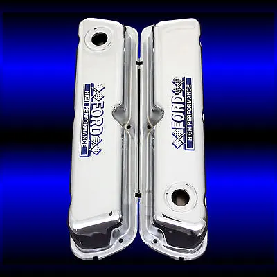 Chrome Small Block Valve Covers With Ford Emblems For 260 289 302 351 W Ford • $92.99