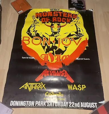 Monsters Of Rock Original  1987 Poster Bon Jovi - Metallica - DIO 29x24 • £75