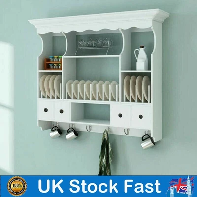 $277.29 • Buy Wooden Kitchen Wall Cabinet Cupboard Storage Shelf Display Unit White 90x22x70cm