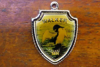 Vintage Silver WALKER MINNESOTA STATE COMMON LOON BIRD TRAVEL SHIELD Charm 33-30 • $16.95