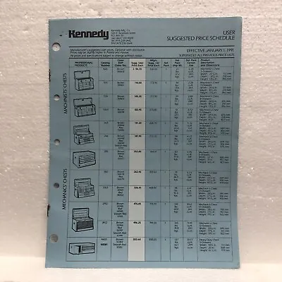 Vintage Tool Catalog PRICE LIST Kennedy Steel Boxes Chest Cart Cabinet 1991 • $23.98