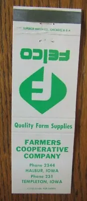£5.72 • Buy Farm Related: Felco Farmers Co-op (halmur & Templeton, Iowa) Matchbook Cover -f8