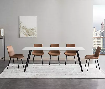 NIUTN Modern 6 Person Dining Table SetWhite Sintered Stone Table And Chairs Set • $439