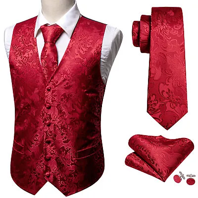 NEW Men's Paisley Design Dress Vest And Neck Tie Hankie Set For Suit Or Tuxedo • $25.99