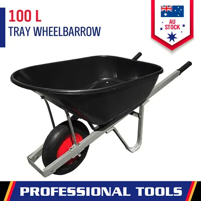 100L Builders Wheelbarrow Garden Cart Heavy Duty Dolly Utility Cart Barrow • $78.99