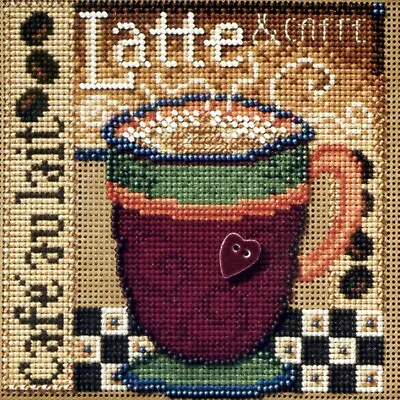 Latte Beaded Cross Stitch Kit Mill Hill 2008 Buttons & Beads Autumn • $14.99