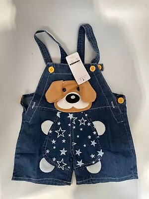 Ienens Baby Denim Dog Designs Overalls 2-3 Years #CS • £3.87