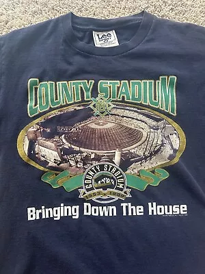 Vintage 90s Milwaukee Brewers County Stadium Men’s Medium T Shirt Lee Brand 1999 • $25