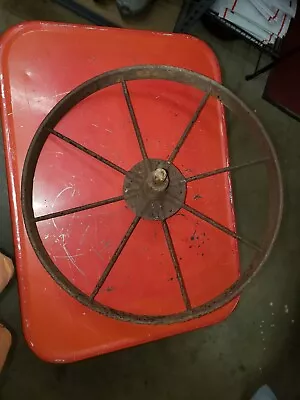 Vintage 15  Primitive Steel Spoke Wagon Wheel-barrow Cart Wheel Garden Decor • $49.99