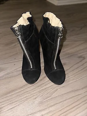 Michael Kors Black Suede Zip Up Platform Booties Gathered At The Ankle Sz 8m • $18.95