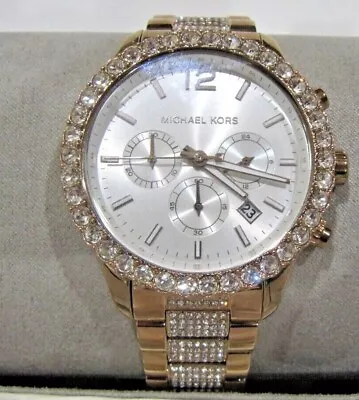 Michael Kors MK6829 Layton Crystals Gold Tone Ladies Chronograph Watch NWT $325 • $159.99