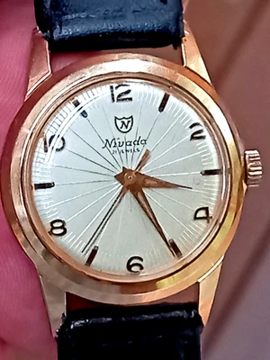 $40 • Buy Men's Rare Swiss Nivada Grenchen 21 Jewels Stamped 20M Rose Gold Watch