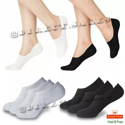 3 & 6 Pair Men Women Invisible Socks Anti Slip Trainer Shoe Liner Gym Socks New • £2.99