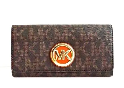 NWT Michael Kors Fulton Logo Carryall Wallet Brown MSRP $148 • $89.98