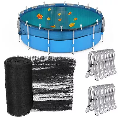 Pool Leaf Net Cover Above Ground Pool Winter Mesh Cover With 12 Pcs Swimming ... • $51.73